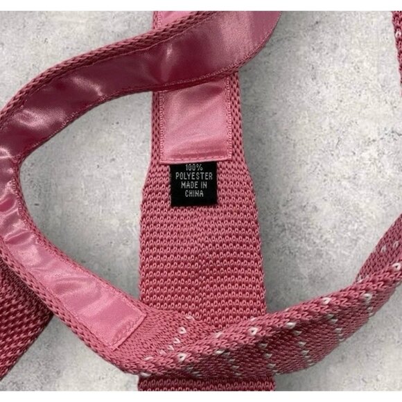 HARRISON BLAKE Polyester Knit Tie Pink Geometric W:2.1" EUC - Picture 3 of 5